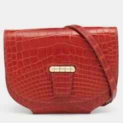 Hermes Geranium Alligator Mini Convoyeur Bag For Women
