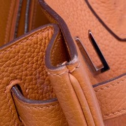 Hermes Hermès Orange Togo Leather Palladium Plated Birkin 40 Bag For Women -Deals Hermes Store luxury women hermes used handbags p623936 001