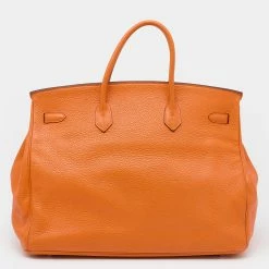 Hermes Hermès Orange Togo Leather Palladium Plated Birkin 40 Bag For Women -Deals Hermes Store luxury women hermes used handbags p623936 003