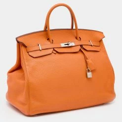 Hermes Hermès Orange Togo Leather Palladium Plated Birkin 40 Bag For Women -Deals Hermes Store luxury women hermes used handbags p623936 004