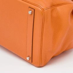 Hermes Hermès Orange Togo Leather Palladium Plated Birkin 40 Bag For Women -Deals Hermes Store luxury women hermes used handbags p623936 015