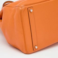 Hermes Hermès Orange Togo Leather Palladium Plated Birkin 40 Bag For Women -Deals Hermes Store luxury women hermes used handbags p623936 016