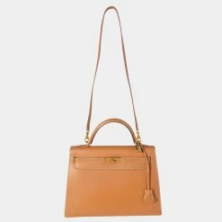 Hermes Natural Vache Sellier Leather Kelly 32 GHW Bag For Women -Deals Hermes Store luxury women hermes used handbags p625308 006