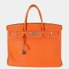 Hermes Orange Togo Leather Birkin 40 PHW Bag For Women -Deals Hermes Store luxury women hermes used handbags p625330 001