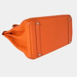 Hermes Orange Togo Leather Birkin 40 PHW Bag For Women -Deals Hermes Store luxury women hermes used handbags p625330 006