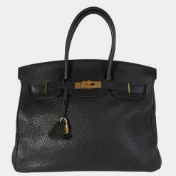 Hermes Black Togo Leather Birkin 35 GHW Bag For Women