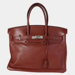 Hermes Rouge H Swift Leather Birkin 35 PHW Bag For Women