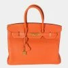 Hermes Orange Togo Leather Birkin 35 GHW Bag For Women -Deals Hermes Store luxury women hermes used handbags p625364 007