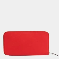 Hermes Azap Long Silk In Women's Epsom Leather Wallet (bi-fold) Red Col BF542300 For Women