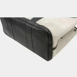 Hermes Garden PM Tote Bag Toile Ash Leather Gray Black G Engraved For Women -Deals Hermes Store luxury women hermes used handbags p625712 001