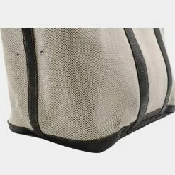 Hermes Garden PM Tote Bag Toile Ash Leather Gray Black G Engraved For Women -Deals Hermes Store luxury women hermes used handbags p625712 002
