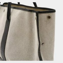 Hermes Garden PM Tote Bag Toile Ash Leather Gray Black G Engraved For Women -Deals Hermes Store luxury women hermes used handbags p625712 004