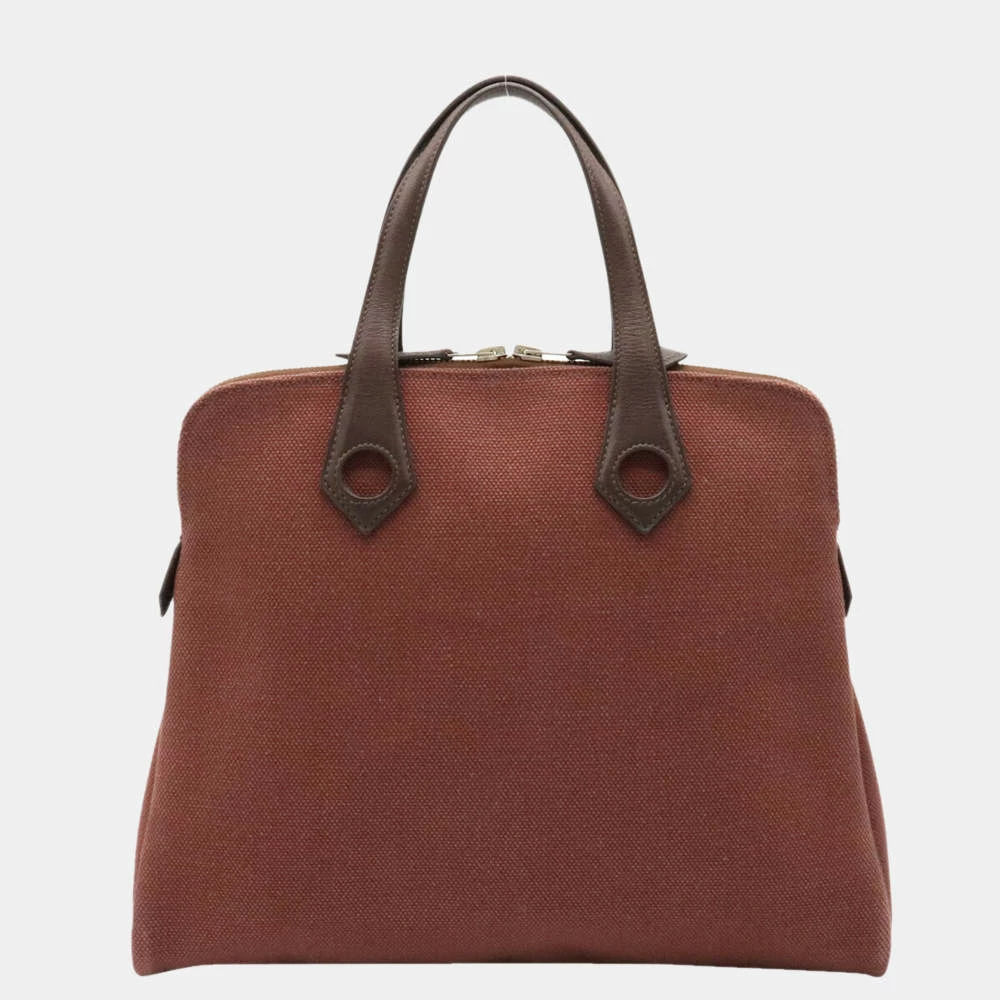 Hermes Sack Eve PM Tote Bag Toile Ash Canvas Leather Engine Brown Dark For Women 3 Hermes Sack Eve PM Tote Bag Toile Ash Canvas Leather Engine Brown Dark For Women