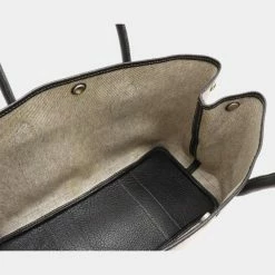 Hermes Garden PM Tote Bag Toile Ash Leather Gray Black For Women -Deals Hermes Store luxury women hermes used handbags p625734 004