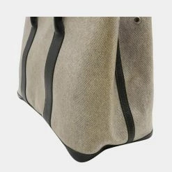 Hermes Garden PM Tote Bag Toile Ash Leather Gray Black For Women -Deals Hermes Store luxury women hermes used handbags p625734 005