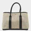 Hermes Garden PM Tote Bag Toile Ash Leather Gray Black For Women -Deals Hermes Store luxury women hermes used handbags p625734 007