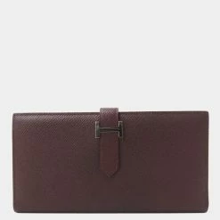 Hermes Bi-Fold Wallet Bearnsfre Bordeaux Vaux Epson Women's Men's For Women