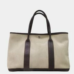 HERMES Garden Tote Bag Marron Toile Ash H Engraved For Women -Deals Hermes Store luxury women hermes used handbags p625752 006