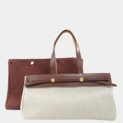 Hermes Ale Bag Kabas Tote Toile Ash Ladies For Women