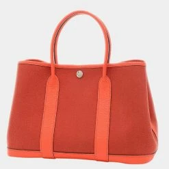 Hermes Garden Party TPM 30 Country Toile Orange Poppy Capsine X Engraved Handbag For Women