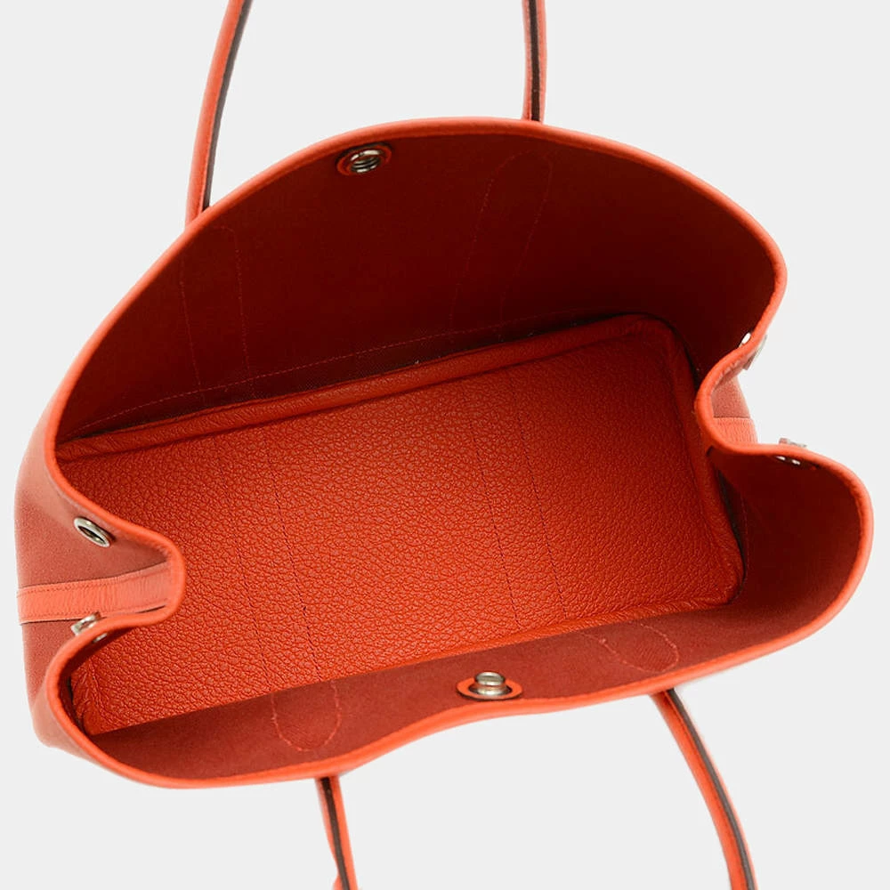 Hermes Garden Party TPM 30 Country Toile Orange Poppy Capsine X Engraved Handbag For Women 6 Hermes Garden Party TPM 30 Country Toile Orange Poppy Capsine X Engraved Handbag For Women - Image 4