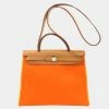Hermes Ale Bag Zip 31 Orange Shoulder Toile Offiche / Leather Women's For Women -Deals Hermes Store luxury women hermes used handbags p625782 001