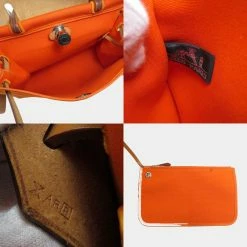 Hermes Ale Bag Zip 31 Orange Shoulder Toile Offiche / Leather Women's For Women -Deals Hermes Store luxury women hermes used handbags p625782 003