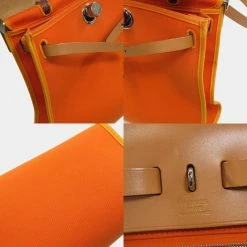 Hermes Ale Bag Zip 31 Orange Shoulder Toile Offiche / Leather Women's For Women -Deals Hermes Store luxury women hermes used handbags p625782 007