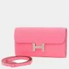 Hermes Constance To Go Evercolor Rose Azare Z Engraved Purse For Women -Deals Hermes Store luxury women hermes used handbags p625833 001