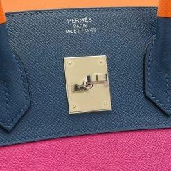 Hermes Birkin 35 Rainbow Apricot Blue Agat Magnolia Rouge Kazak Handbag For Women -Deals Hermes Store luxury women hermes used handbags p625862 003