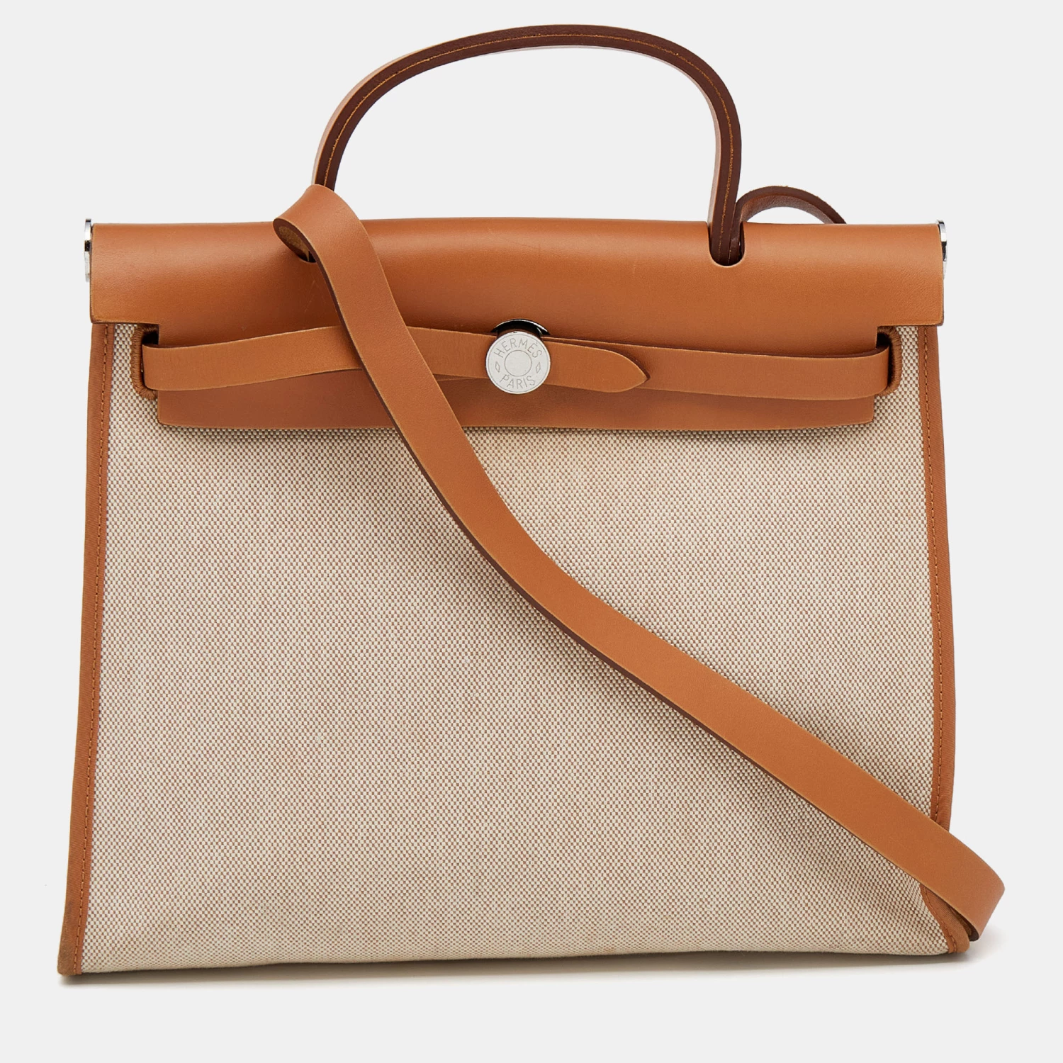 Hermes Naturel Vache Hunter Leather And Toile Canvas Herbag Zip 31 Bag For Women 3 Hermes Naturel Vache Hunter Leather And Toile Canvas Herbag Zip 31 Bag For Women