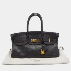 Hermes Black Clemence Leather Gold Finish Shoulder Birkin JPG 42 Bag For Women -Deals Hermes Store luxury women hermes used handbags p627018 002