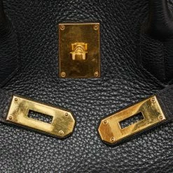Hermes Black Clemence Leather Gold Finish Shoulder Birkin JPG 42 Bag For Women -Deals Hermes Store luxury women hermes used handbags p627018 007