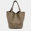 Hermes Taupe Clemence Leather Gold Finish Picotin Lock 22 Bag For Women -Deals Hermes Store luxury women hermes used handbags p627029 003