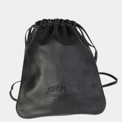 Hermes Black Cheri Calfskin Bridado Backpack PHW For Women -Deals Hermes Store luxury women hermes used handbags p627851 008