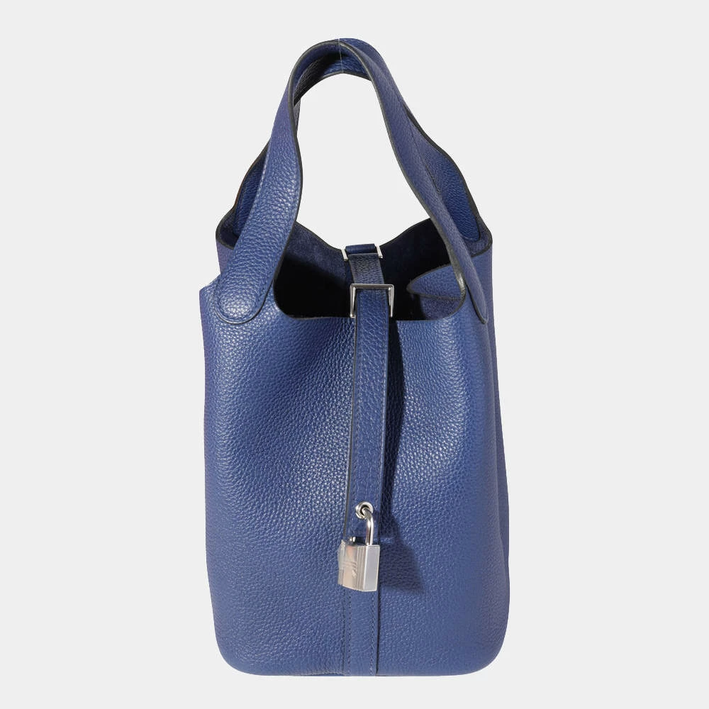 Hermes Blue Saphir Maurice Picotin Lock 18 PHW For Women 3 Hermes Blue Saphir Maurice Picotin Lock 18 PHW For Women