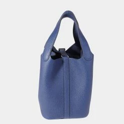 Hermes Blue Saphir Maurice Picotin Lock 18 PHW For Women 11 Hermes Blue Saphir Maurice Picotin Lock 18 PHW For Women -Deals Hermes Store luxury women hermes used handbags p627853 002