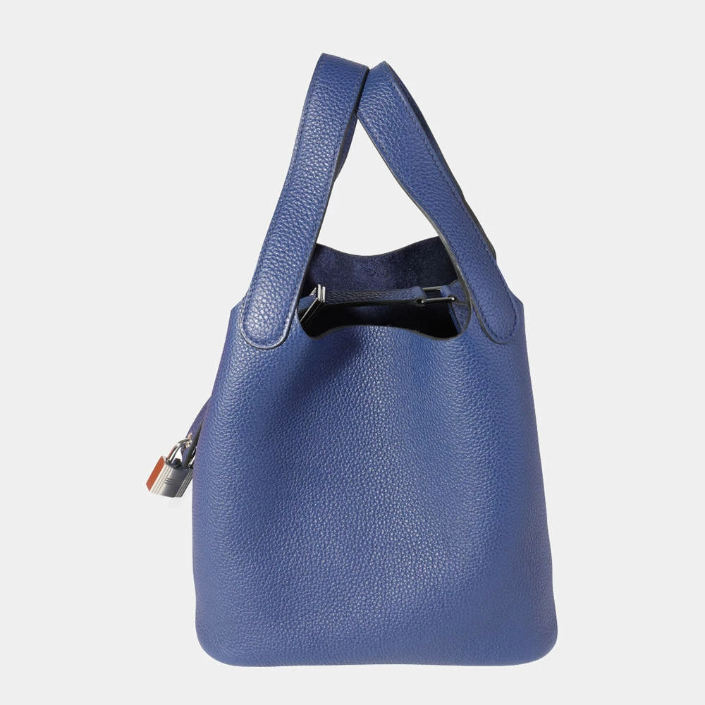 Hermes Blue Saphir Maurice Picotin Lock 18 PHW For Women 4 Hermes Blue Saphir Maurice Picotin Lock 18 PHW For Women - Image 2