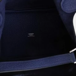 Hermes Blue Saphir Maurice Picotin Lock 18 PHW For Women 13 Hermes Blue Saphir Maurice Picotin Lock 18 PHW For Women -Deals Hermes Store luxury women hermes used handbags p627853 005