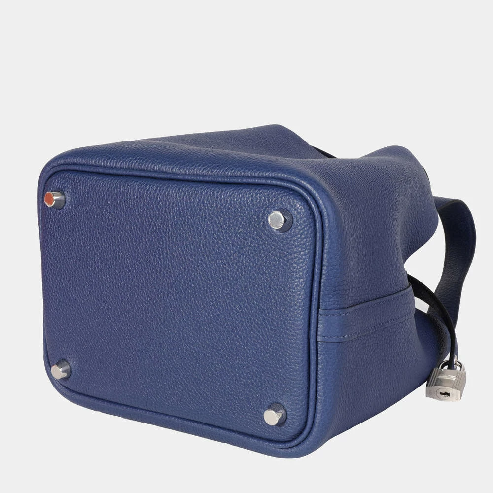 Hermes Blue Saphir Maurice Picotin Lock 18 PHW For Women 8 Hermes Blue Saphir Maurice Picotin Lock 18 PHW For Women - Image 6