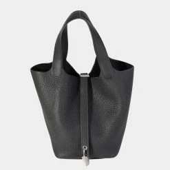 Hermes Black Togo Picotin Lock 18 PHW For Women