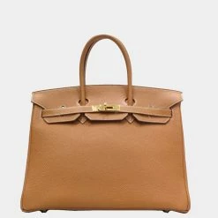 Hermes Birkin 35 Handbag Gold G Metal Fittings Togo H Engraved For Women