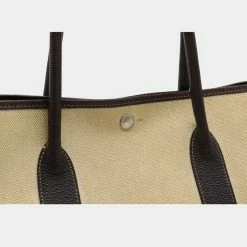 Hermes Toile Ash Buffle Leather Khaki Beige/Dark Brown Garden PM Handbag For Women -Deals Hermes Store luxury women hermes used handbags p628126 011