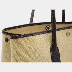 Hermes Toile Ash Buffle Leather Khaki Beige/Dark Brown Garden PM Handbag For Women -Deals Hermes Store luxury women hermes used handbags p628126 015