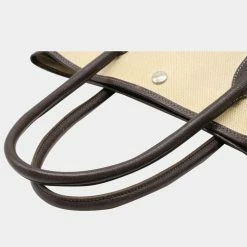 Hermes Toile Ash Buffle Leather Khaki Beige/Dark Brown Garden PM Handbag For Women -Deals Hermes Store luxury women hermes used handbags p628126 018