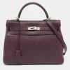 Hermes Violet Chevre De Coromandel Leather Palladium Plated Kelly 32 Bag For Women -Deals Hermes Store luxury women hermes used handbags p628367 001