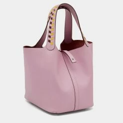 Hermes Mauve Sylvestre/Rogue H/Jaune De Naples Epsom Leather Picotin Lock Tressage MM Bag For Women -Deals Hermes Store luxury women hermes used handbags p628402 011