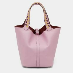 Hermes Mauve Sylvestre/Rogue H/Jaune De Naples Epsom Leather Picotin Lock Tressage MM Bag For Women -Deals Hermes Store luxury women hermes used handbags p628402 013