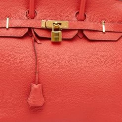 Hermes Rouge Pivoine Clemence Leather Gold Plated Birkin 35 Bag For Women -Deals Hermes Store luxury women hermes used handbags p628415 001