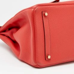 Hermes Rouge Pivoine Clemence Leather Gold Plated Birkin 35 Bag For Women -Deals Hermes Store luxury women hermes used handbags p628415 015